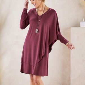 NWT Soft Surroundings Marla V-Nexk Fuschia Sweater Dress Size M